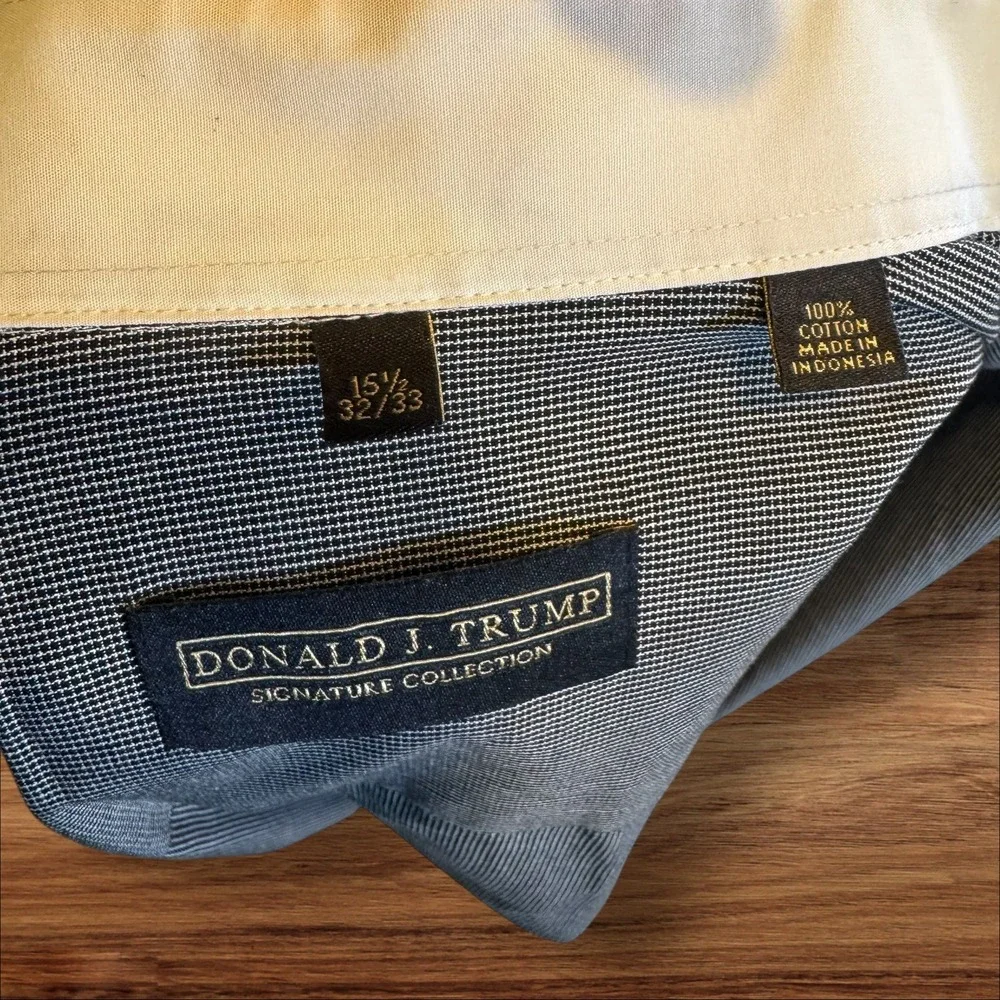 Donald J Trump‎ Sig. Collection Men Dress Shirt White Collar Sz 15 1/2 32/33
